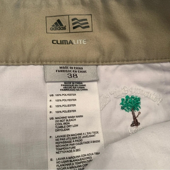Mens adidas tan golfing shorts size 38 with custom  logo - Picture 7 of 9